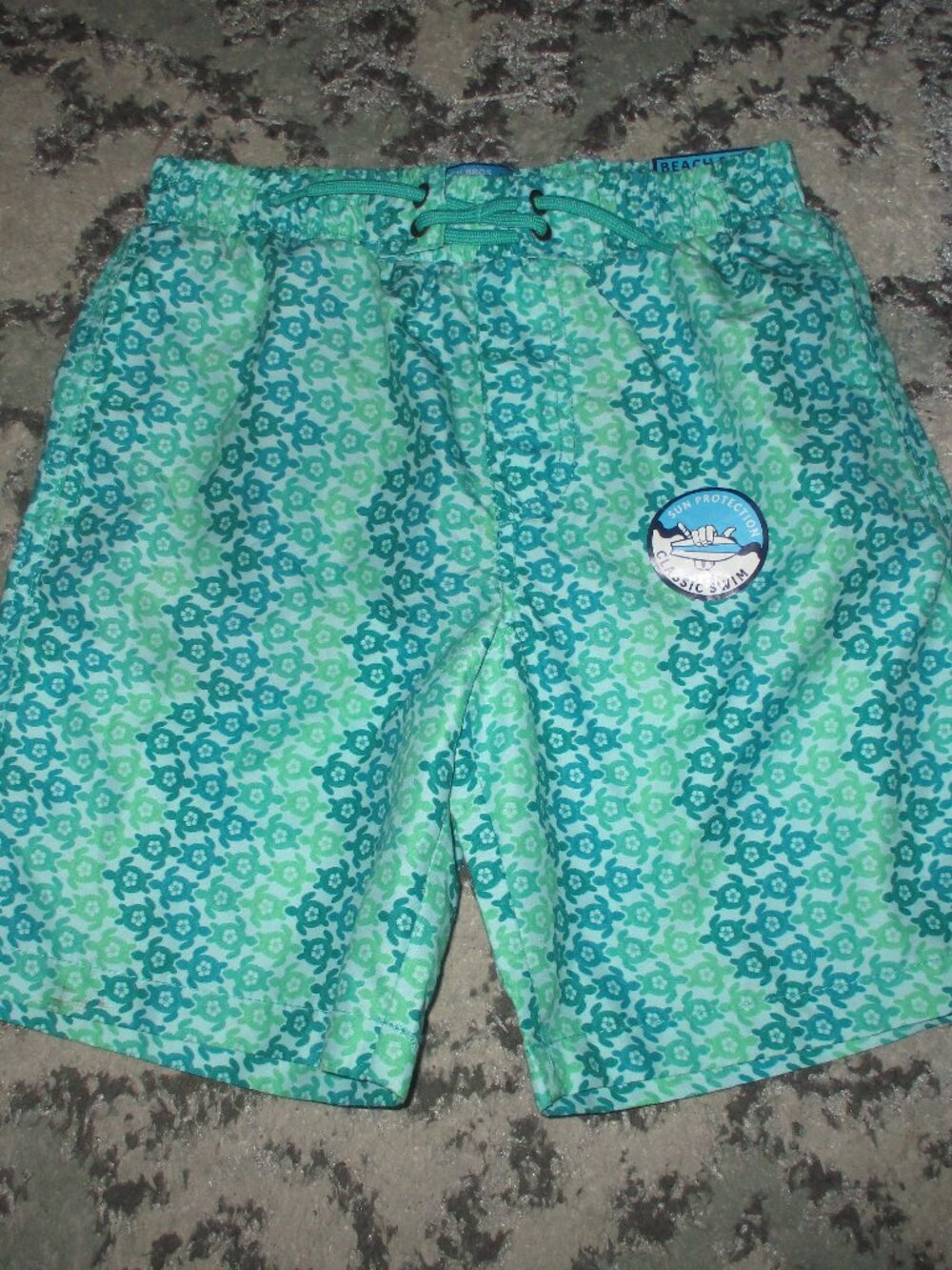 NWT Beach Bros Kids Swim Trunks - Sea Turtles  Print. Size 12